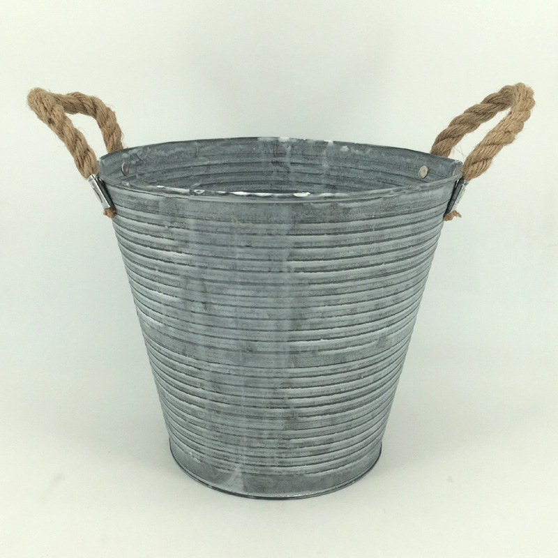 Aged Zinc Ribbed Planter detail page